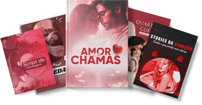 Mockup do e-book Amor em Chamas com os quatro bônus